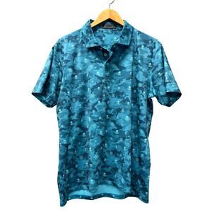 G/Fore Polo Shirt Teal Camo Skull Crossbones CARMEL COUNTRY CLUB Golf Mens M